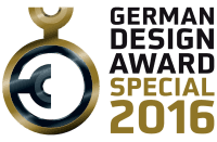 A badge of the winner in the German Design Award 2016 contest for the Nosiboo Pro Electric Nasal Aspirator